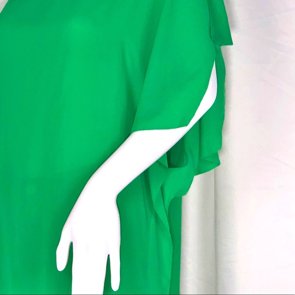 Halston Heritage Green Silk Tie & Open Back Blouse - Picture 12 of 15